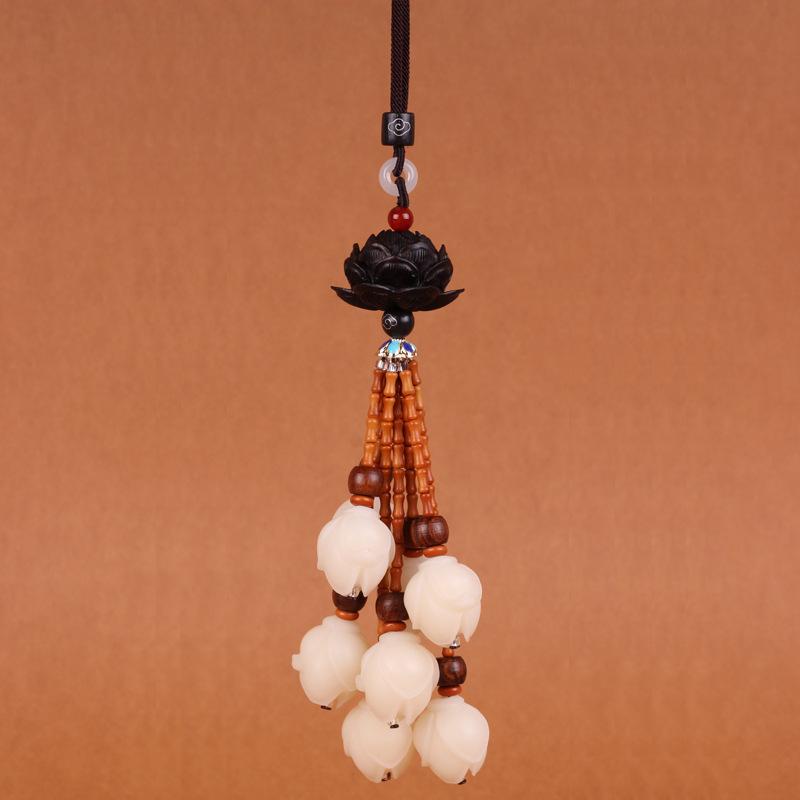 

Ping An Bodhi Magnolia Ebony Lotus Автомобильный кулон Зеркало заднего вида Украшение ручной работы Универсальный роскошный подарок для салона автомобиля