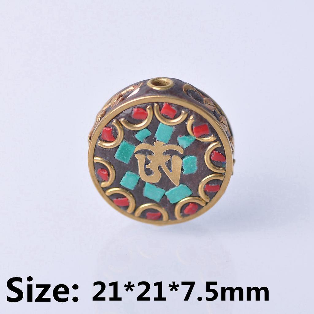 Handmade Nepalese Buddhist Tibetan Brass Metal & Clay Loose Craft Beads for Necklace Jewelry Making DIY