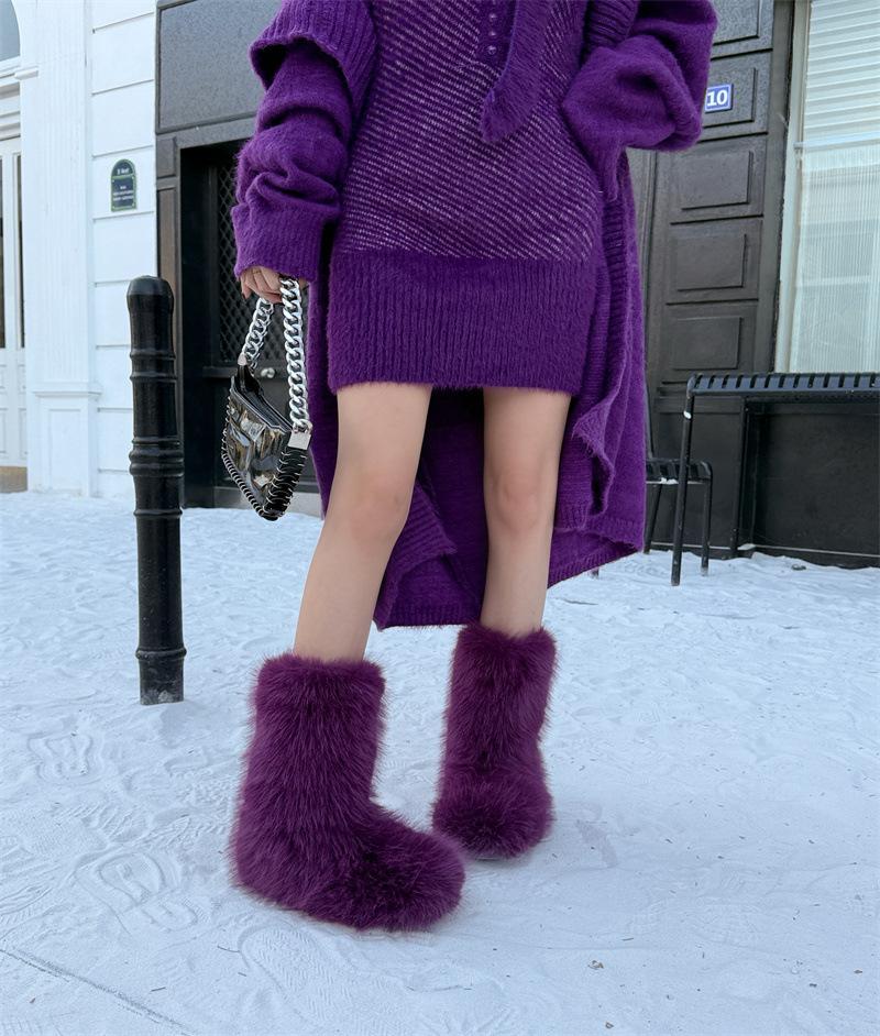 

Mao Mao snow boots winter new thermal boots winter trend personalized snow boots 39 фиолетовый