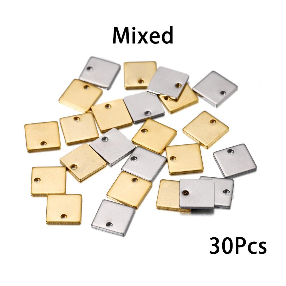 20-50pcs/lot Stainless Steel Square Pendants Charms Handmake For DIY Bracelet Necklace Jewelry Making Supplies Accessories