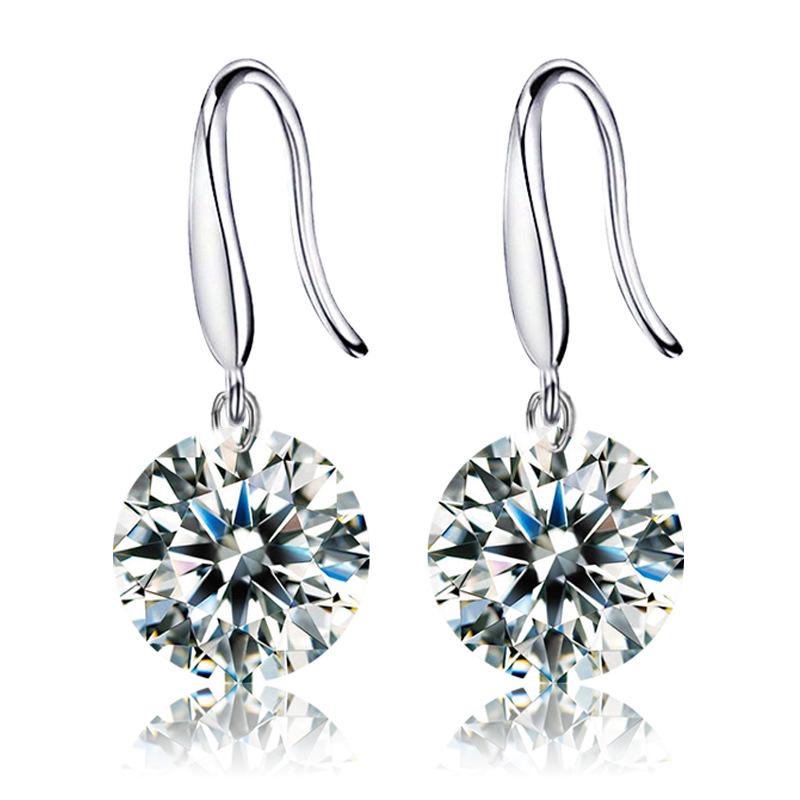 Silver-Plated Zircon Fashion Earrings with Bare Stone Design