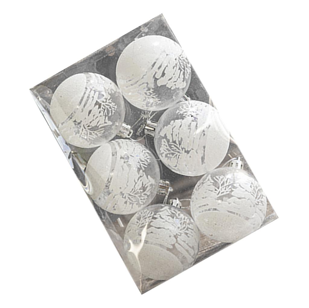 6 Pcs Xmas Ball Ornaments Set Snow Scene Shatterproof Transparent Acrylic Clear Xmas Balls Hanging