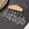 Retro long earrings, Tibetan silver tassel women's bohemian high-end metal vacation earrings set