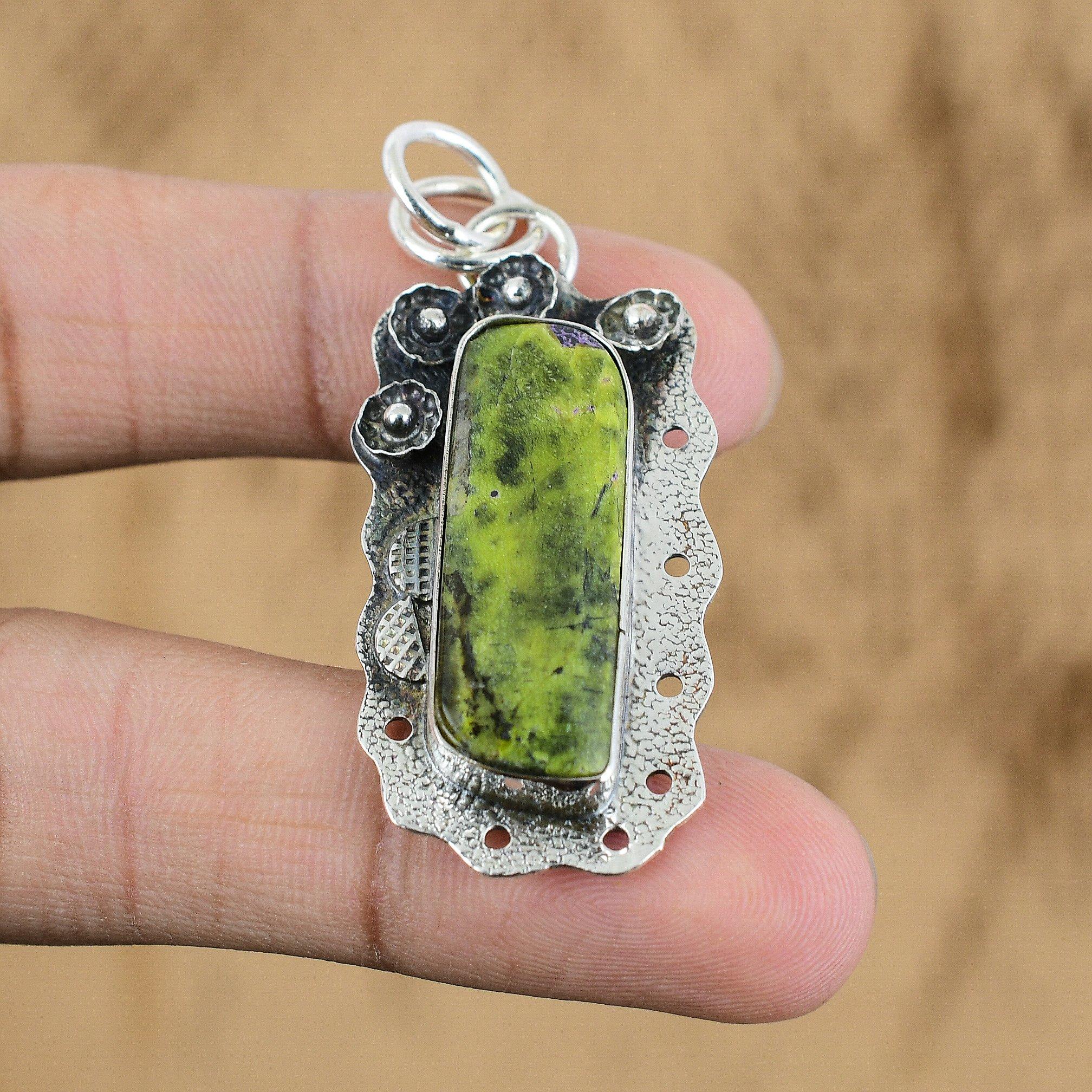 

Mothers day Sale Sterling Silver Stichtite Gemstone Elegant Wife Ethnic Pendant