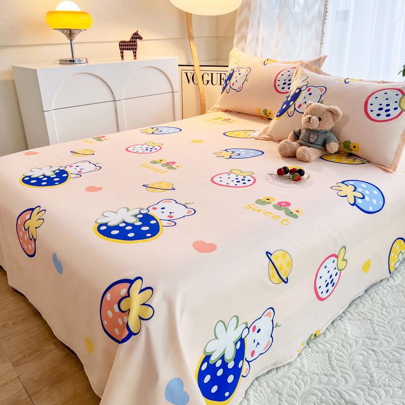 Flat Sheet Floral Style Bedsheet Skin-friendly Bed Linen Simple Student Bed Fitted Sheet Mattress Pad Bedcover