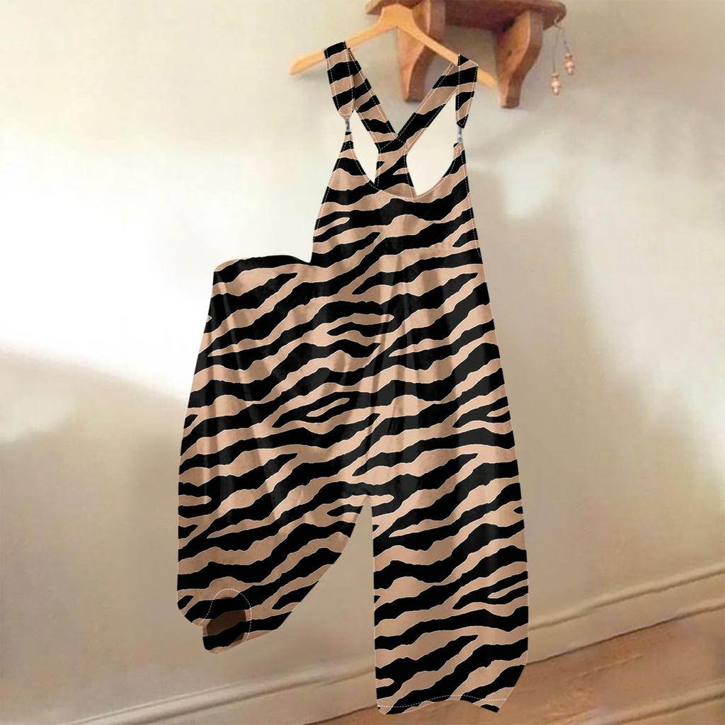 Damen Sommer Overalls Blumendruck Vintage Jumpsuit (Nicht verstellbare Träger)