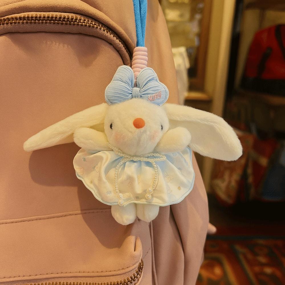 19cm Cartoon Keyrings Soft Plush Keychains Creative Plush Rabbit Key Ring Backpack Accessory