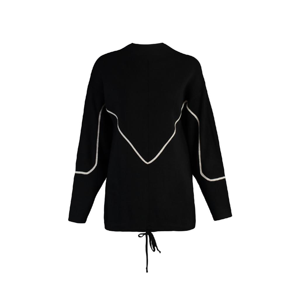 Ecru Stripe Piping Detailed Knitwear Sweater Tctaw22ak0002