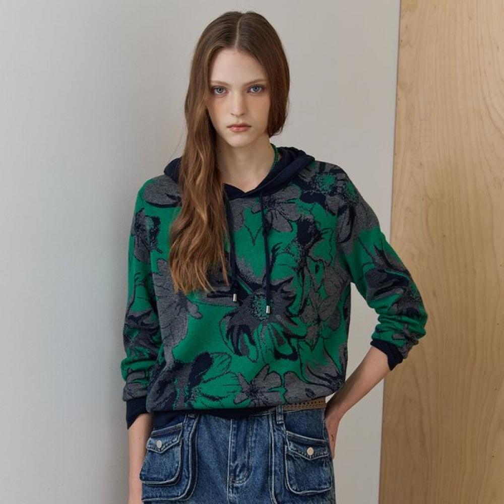 Maxza Flower Jacquard Hoodie Knit Ze11qk010na painted/FREE