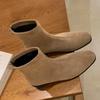 Mid Heels Women Suede Short Boots 2025 Fashion Casual Shoes Winter New Trends Chelsea Ankle Boots Party Pumps Zapatillas Mujer