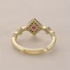 Bohemia 18K Gold Plated Open Brass Ring for Women Retro Sexy Red Cubic Zirconia Light Luxury Rhombus Dense Inlay Transparent CZ Daily Wear Jewelry