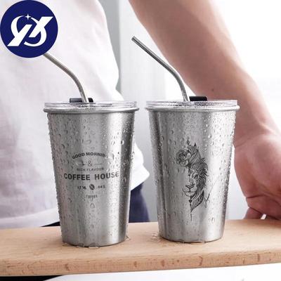 Jednoduchý 304 nerezový džus na studený nápoj šálek proti pádu šálek na kávu šálek na studený nápoj 500 ml na kolu
