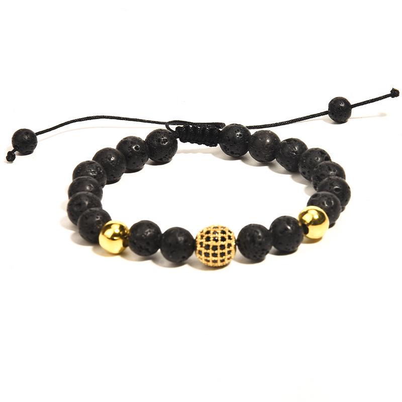 Vulkanstein & Türkis Herren Retro Gewebtes Kettenarmband