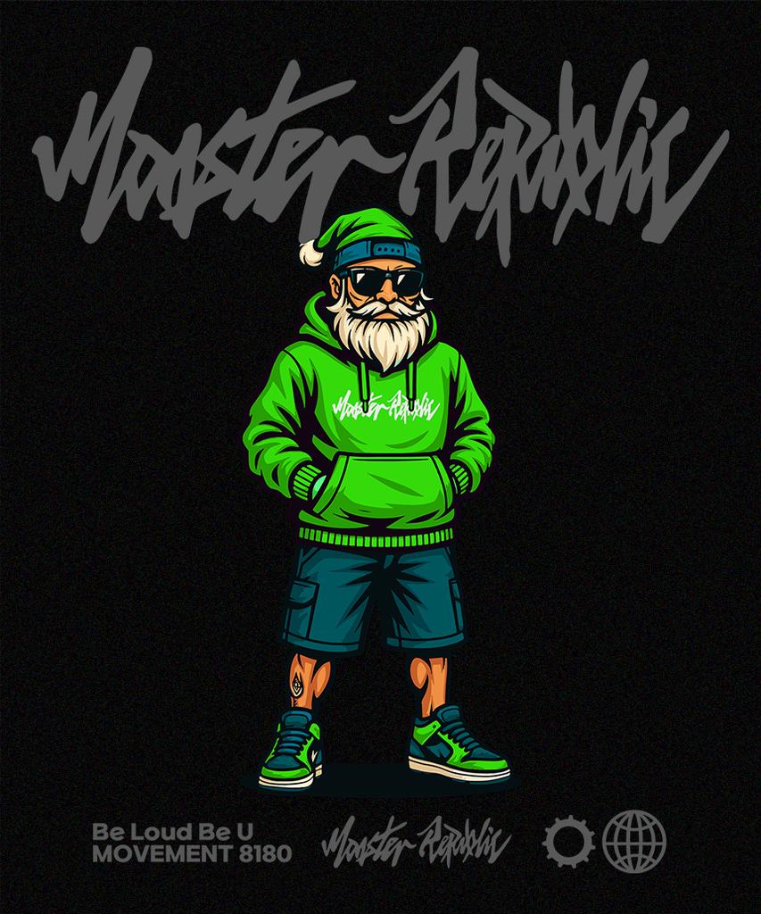 Street Santa Green Hoodie Black_8180