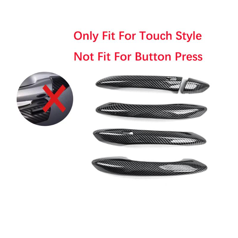 For Hyundai Tucson NX4 2021-2025 Touch / Button Version Exterior Carbon Fiber Bright Black Style Outer Door Handle Cover Trim