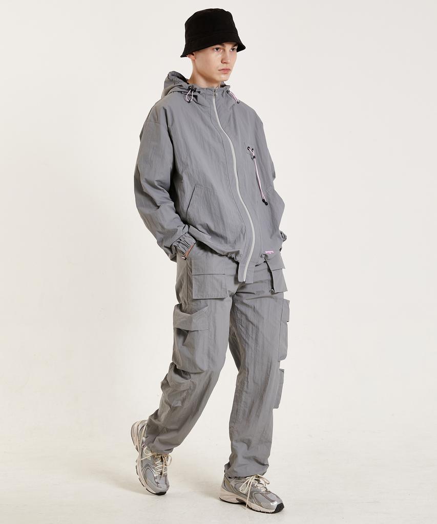Shvto Windbreaker Hooded Gray Jacket