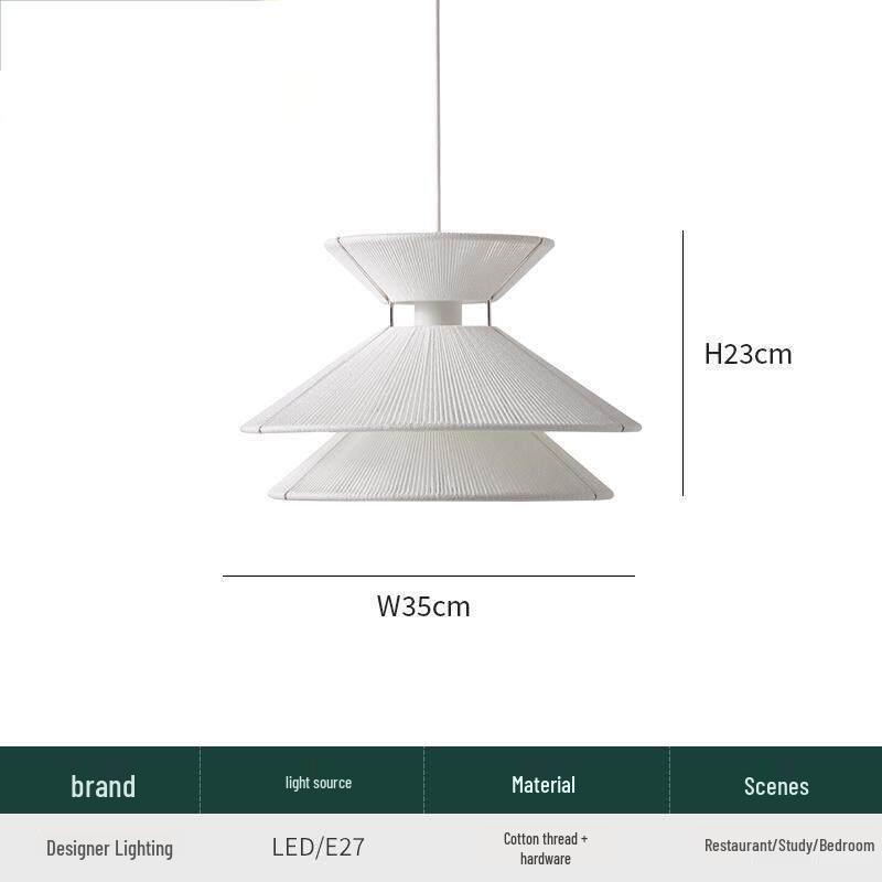 

2026 Wabi-Sabi Japanese Hemp Rope Pendant Lamp for Restaurants, Bars, and Bedrooms Tri-color Light Source
