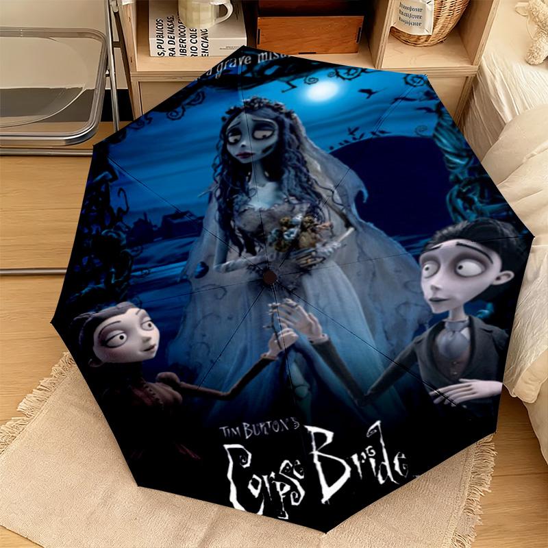 1PC Corpse Bride Moonlit Romance Automatic Umbrella - Suitable Travel Outdoor Portable Umbrella Birthday Gift Daily Essentials
