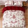 3 Red Christmas Duvet Covers With reindeer, snowflakes, farmhouse, Soft Microfiber Including 2 Pillowcases