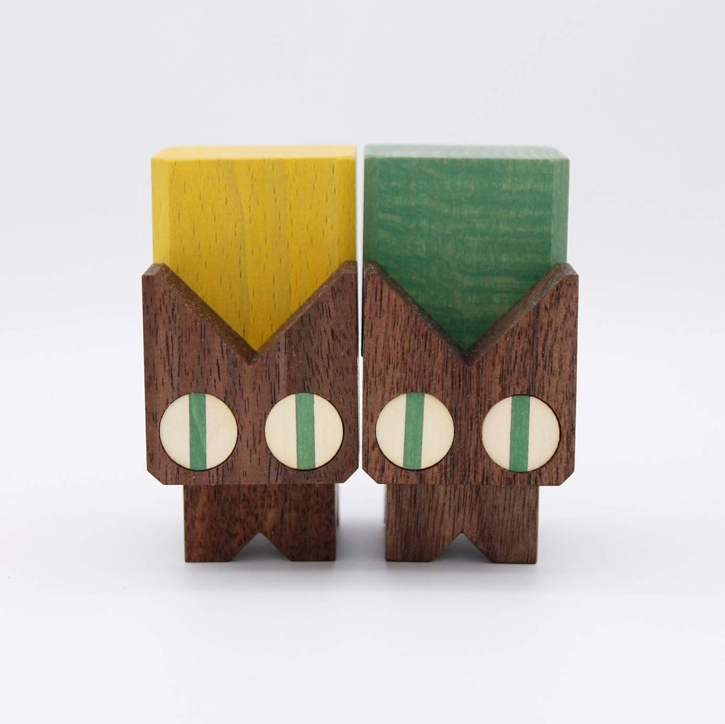 Komamugu Toy Cat Block Set of 2 (Black Cat)