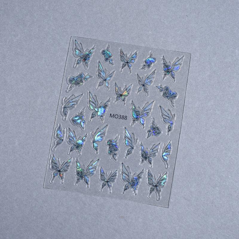 Iridescent Watercolor 3D Butterfly Nail Stickers