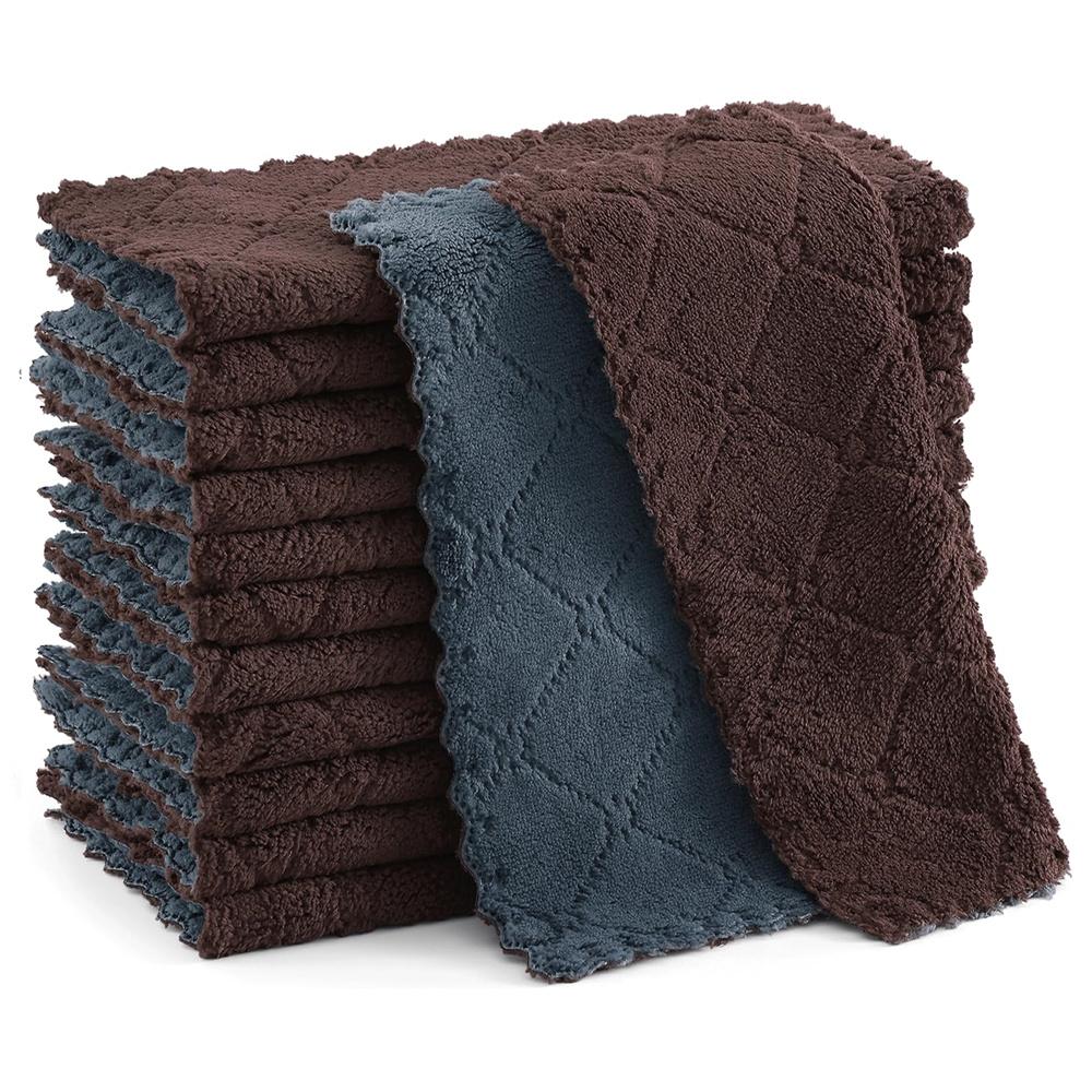 Kitinjoy 6pcs Microfiber Towel Absorbent Kitchen Cloth Wash Kitchen Clean Cloth Soft Lint Free Dish Cloth Household Wash Towel