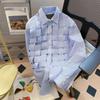Men's Trendy Long Sleeve Shirt Laid-Back Spring Stripe Woven Men's Wear Trendy Brand Casual Shirt Women
