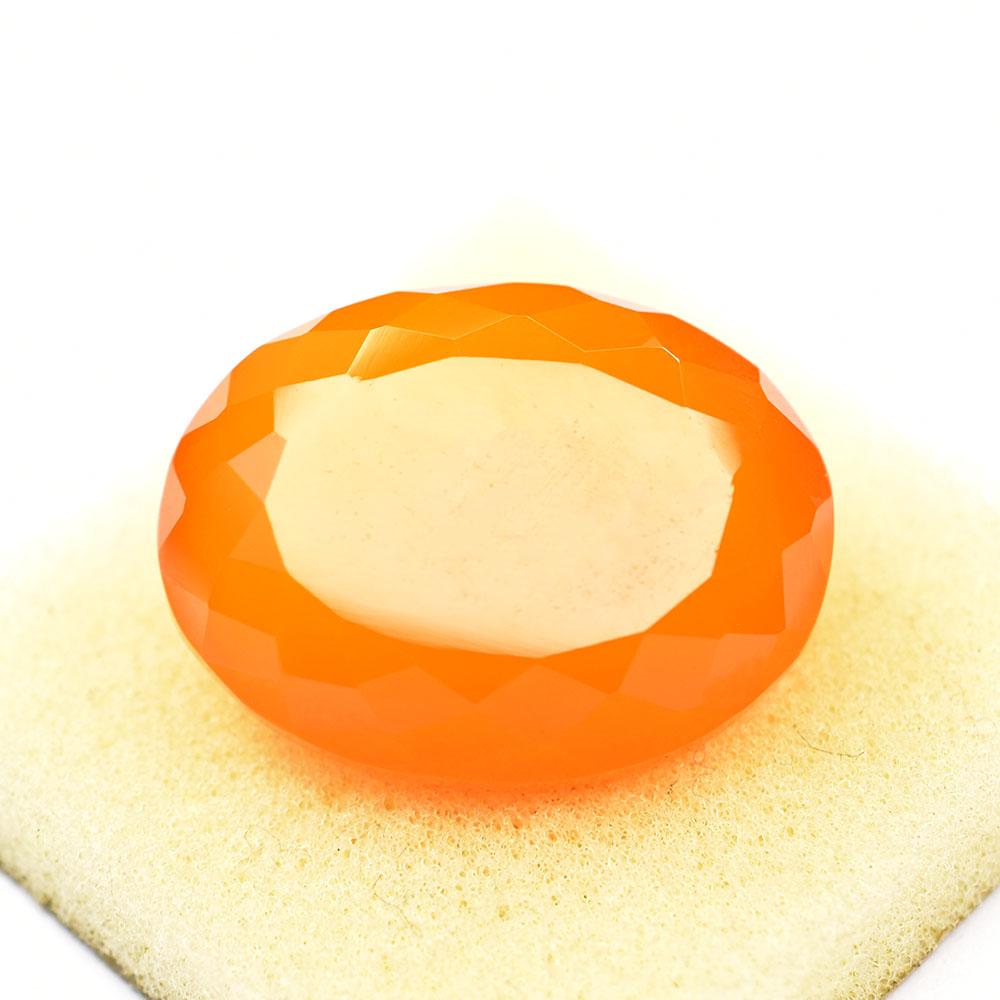Oval Shape 95 Ct Orange Opal Lab-Created Loose Gemstone For Collection