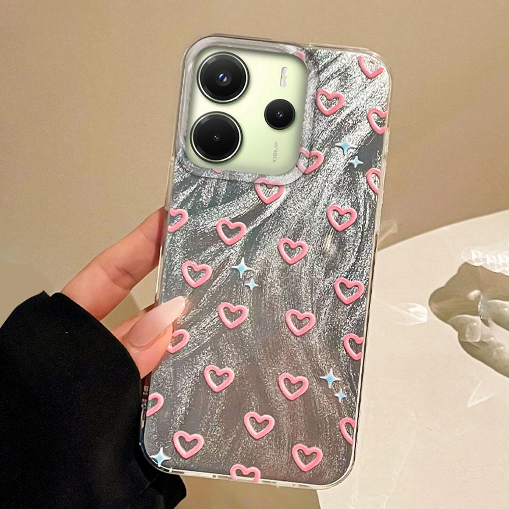 Cute Pink Love Heart Phone Cases for Xiaomi Redmi 13C 13 A5 Note 13 14 Pro Plus 13T 14T Poco C71 C65 Shell Silicone Back Cover