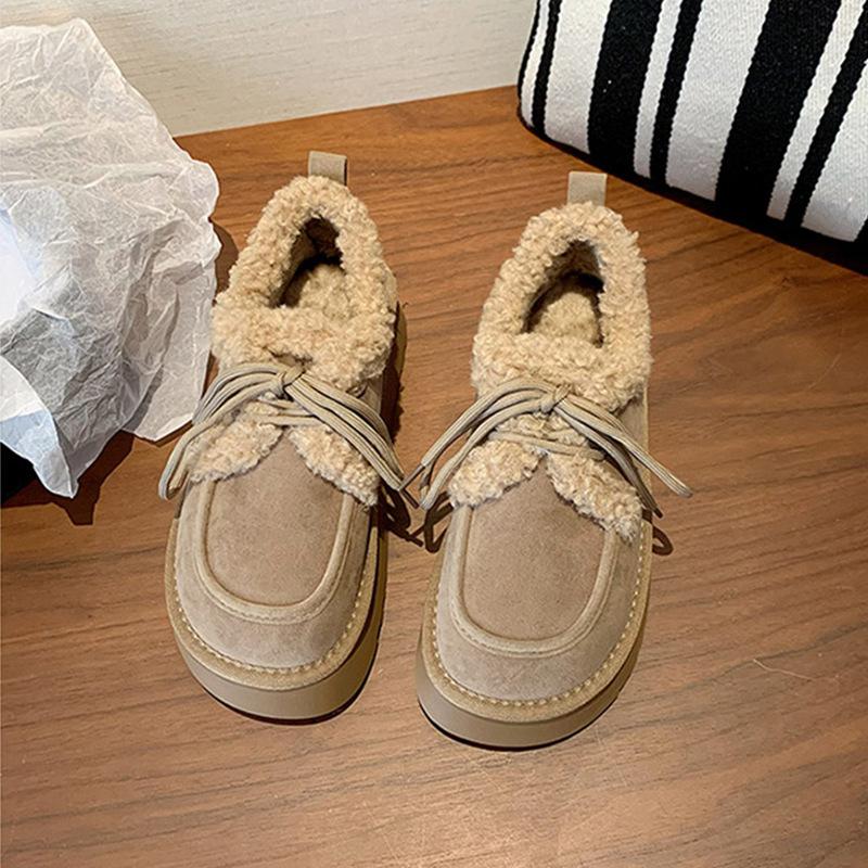 

Женские модные зимние теплые меховые ботинки большого размера на мягкой подошве, ботильоны до щиколотки на подкладке с утеплителем, нескользящая кожаная спортивная обувь для хайкинга 40