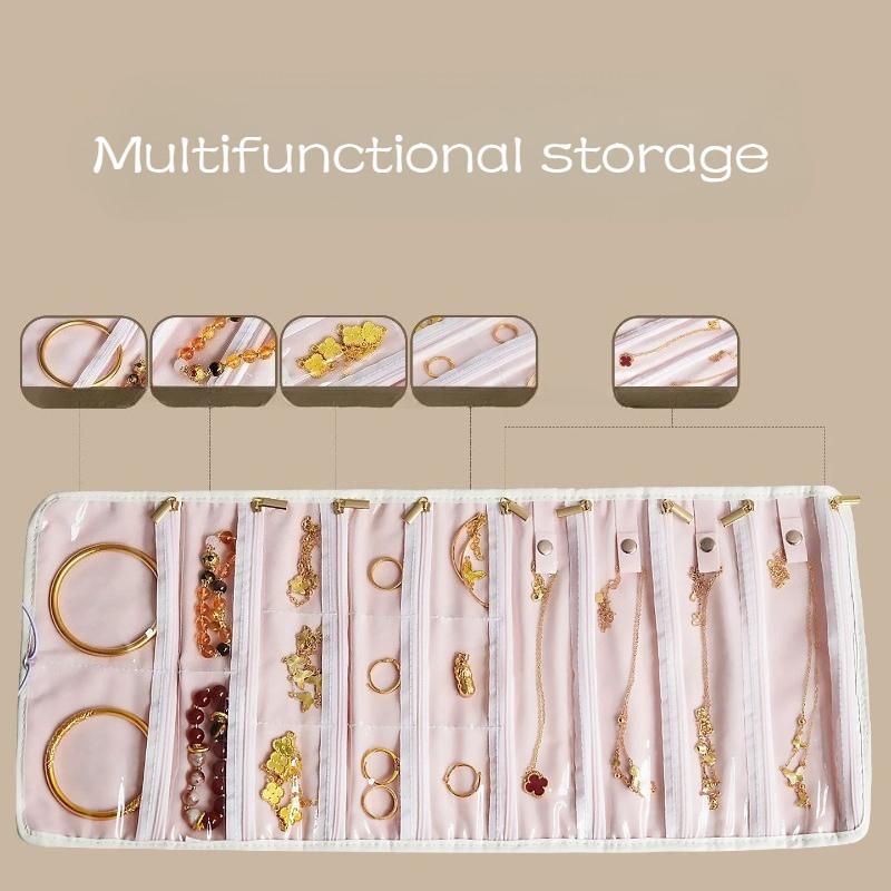 Schmuckaufbewahrungstasche Verschleißfestes Material Mehrere Fächer Entwickelt zum Aufbewahren von Halsketten Armbändern Schmuckarmbändern Ringen
