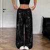 2026 Spring and Summer Europe and the United States Cross-border High-waisted Fashion Loose Sequin Drape Wide-leg Pants Women's Fashion Casual Pants 