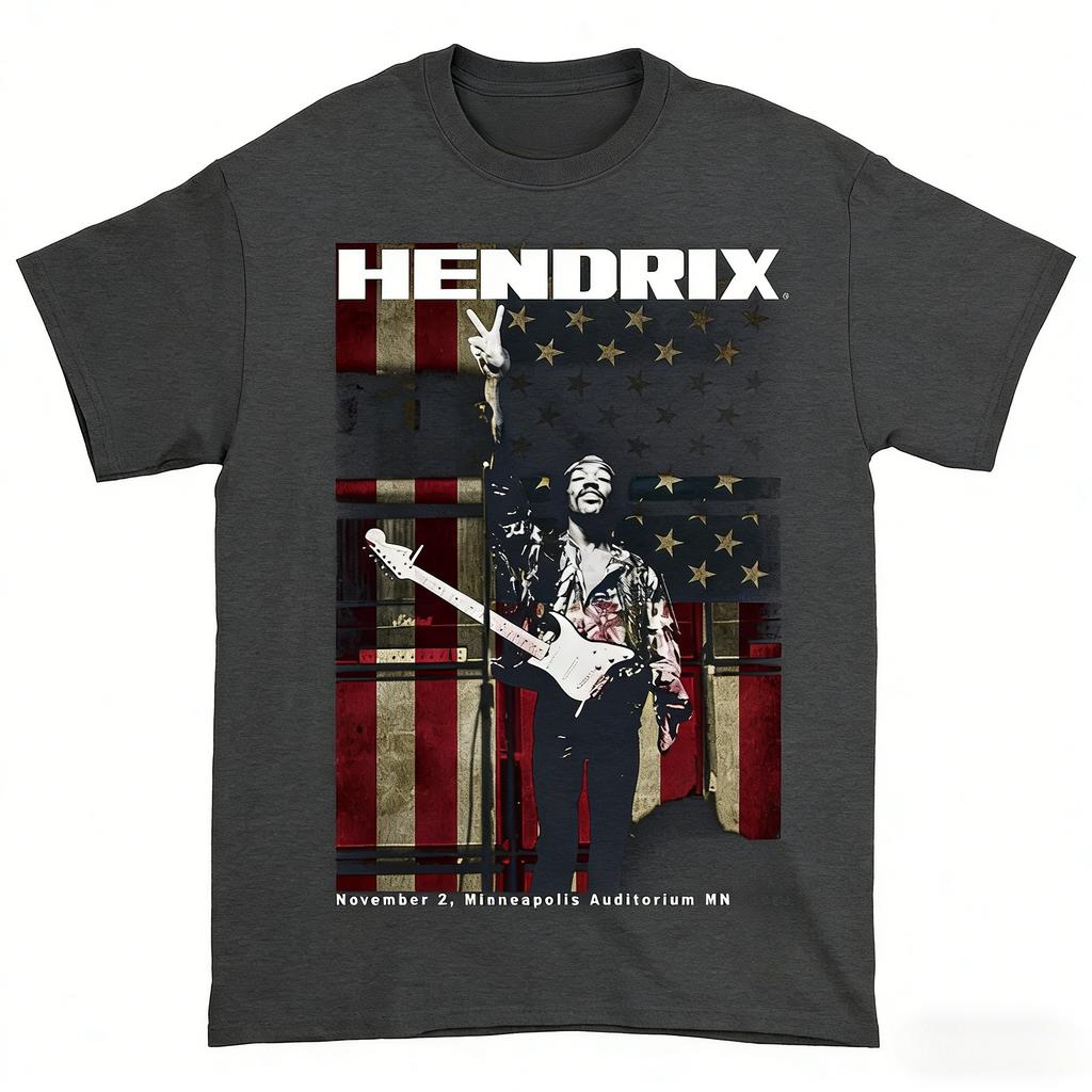 2026 Singer Jimi Hendrix 100Cotton Unisex Tshirt Minneapolis Auditorium Album Graphic Women Unisex Hip Hop Y2k Fashion Shirt