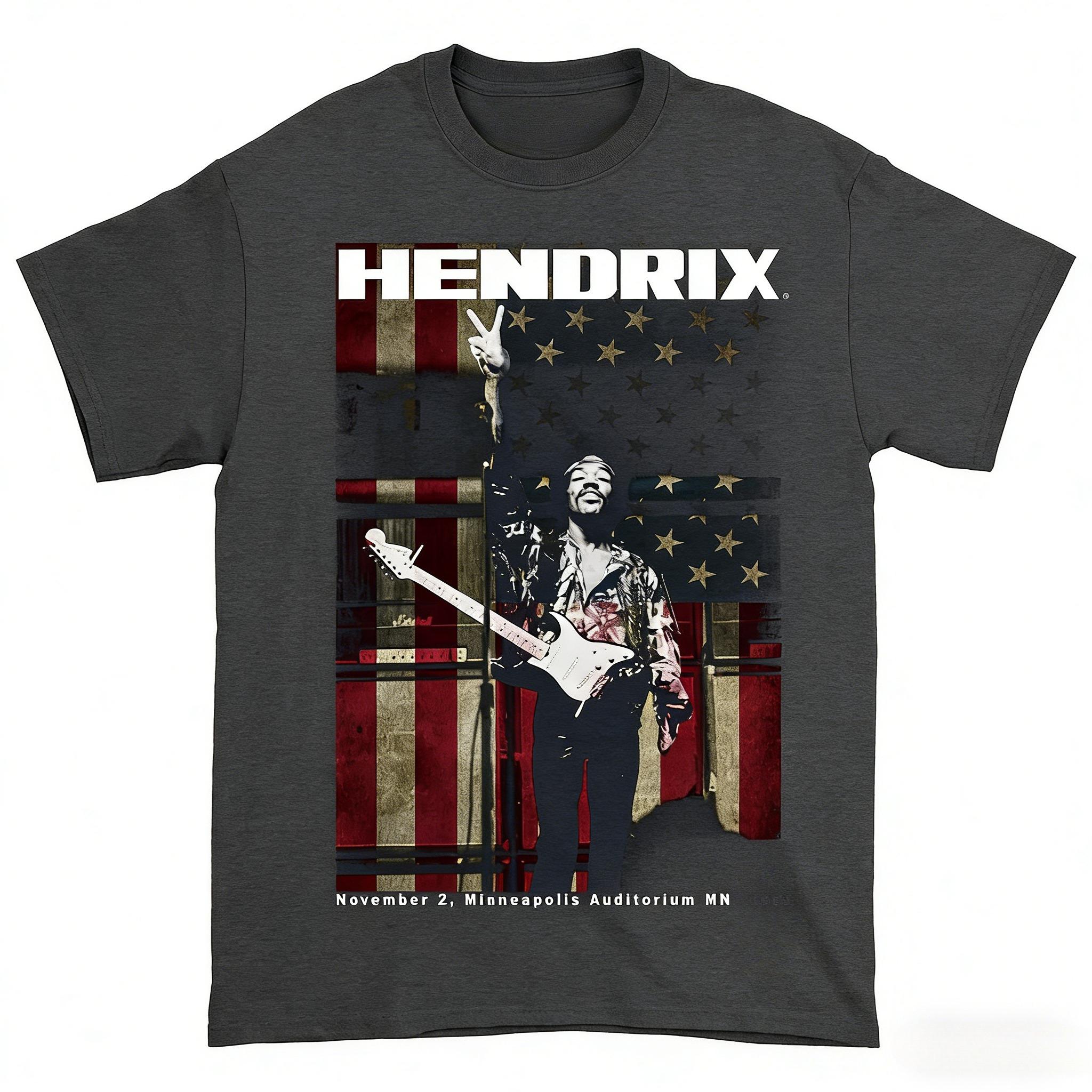 

Singer Jimi Hendrix 100Cotton Men Tshirt Minneapolis Auditorium Album Graphic Women Unisex Hip Hop Y2k Fashion Shirt 4XL