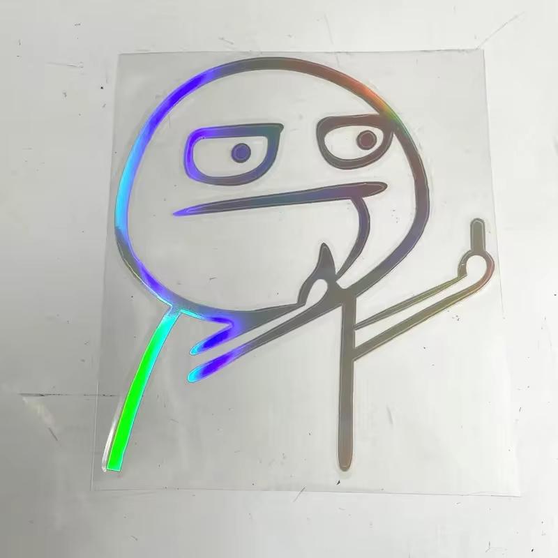 Motorcycle Car Cartoon Funny Middle Finger Reflective Vinyl Car Sticker Bicycle Decal Styling Decor Exterior Accessories