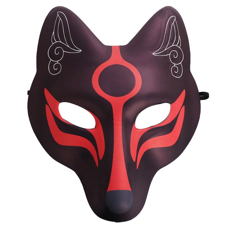 Japanese Kabuki Kitsune Fox Mask Pu Unpainted Masquerade Masks Diy Animal Unpainted Craft Mask For Cosplay Costume Accessory