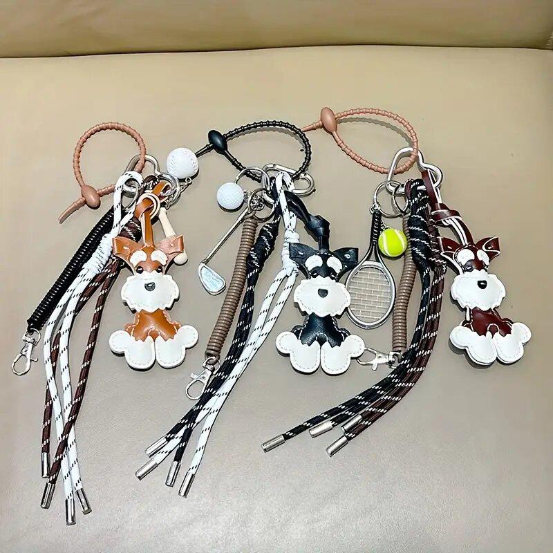 Bag Charm Cute Schnauzer Pendant, Handmade Dog Pendant, DIY , Niche Tennis Climbing Rope Pendant