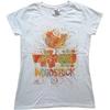 Woodstock T-Shirt Spritzer Logo Offiziell Damen Skinny Fit Weiß M