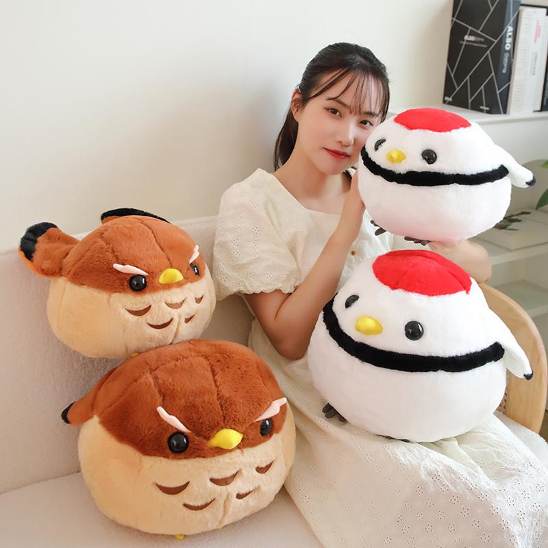 30/40cm Lovely Round Eagle and Red-crowned Crane Plush Toys Cartoon Animal Bird Pillow Stuffed Dolls Sofa Sleeping Cushion Gift