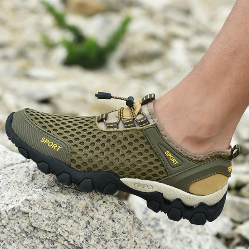 Fashion Men's Fishing Shoes Summer Casual Wading Shoes Thick-soled Non-slip Hiking Shoes for Men Breathable Tenis Barefoot Sneaker Tenis