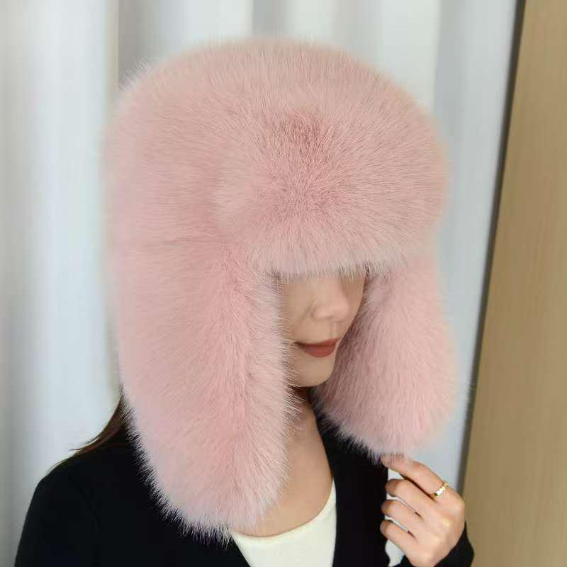 Cappello invernale coreano da donna in peluche Lei Feng - Berretto spesso, alla moda e antifreddo per la protezione delle orecchie, perfetto per lo sci