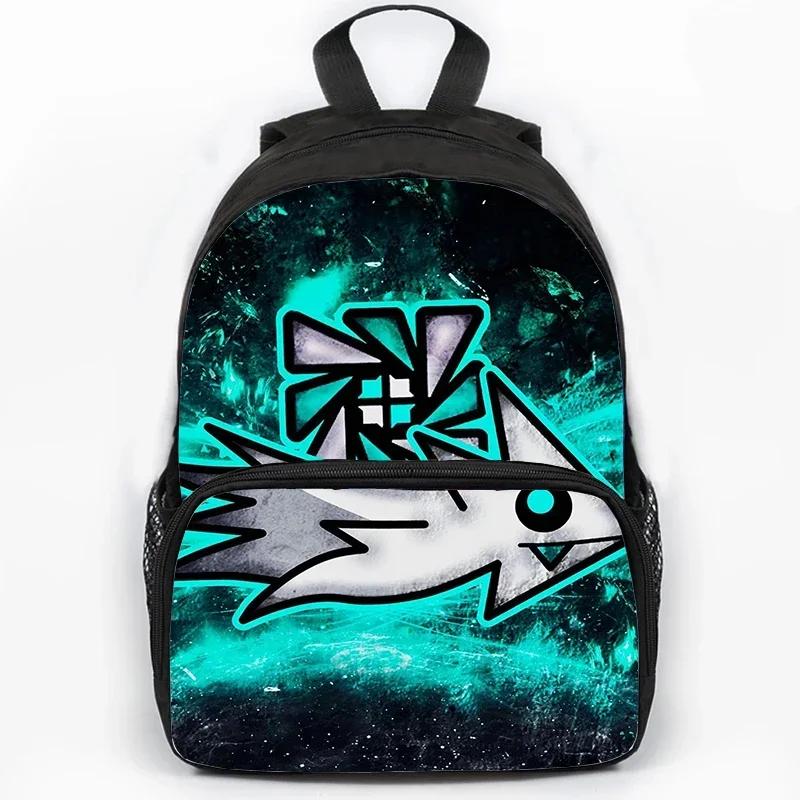 Children Large Capacity Angry Geometry Dash Print Backpack Students School Bags for Girls Boys Cartoon Bookbag Travel Backpacks