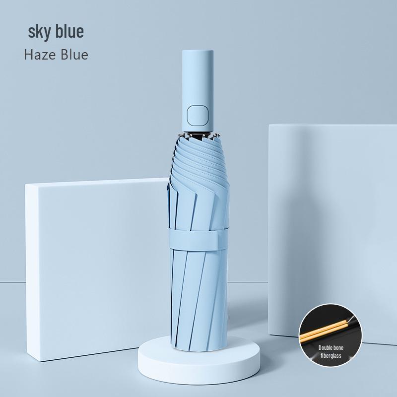 24-ribbers automatisk stormbestandig sammenleggbar paraply for sol og regn