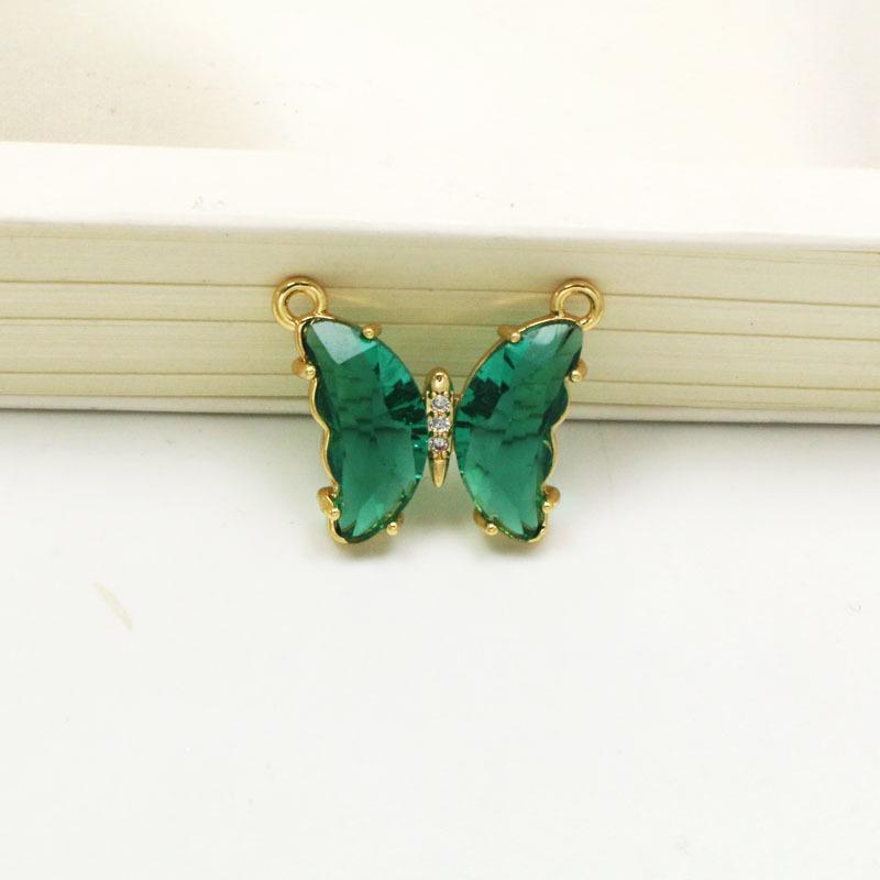 Koreanskt flerfärgat kristallfjärilshalsband - Guldpläterad titanstål nyckelbenskedja för kvinnor