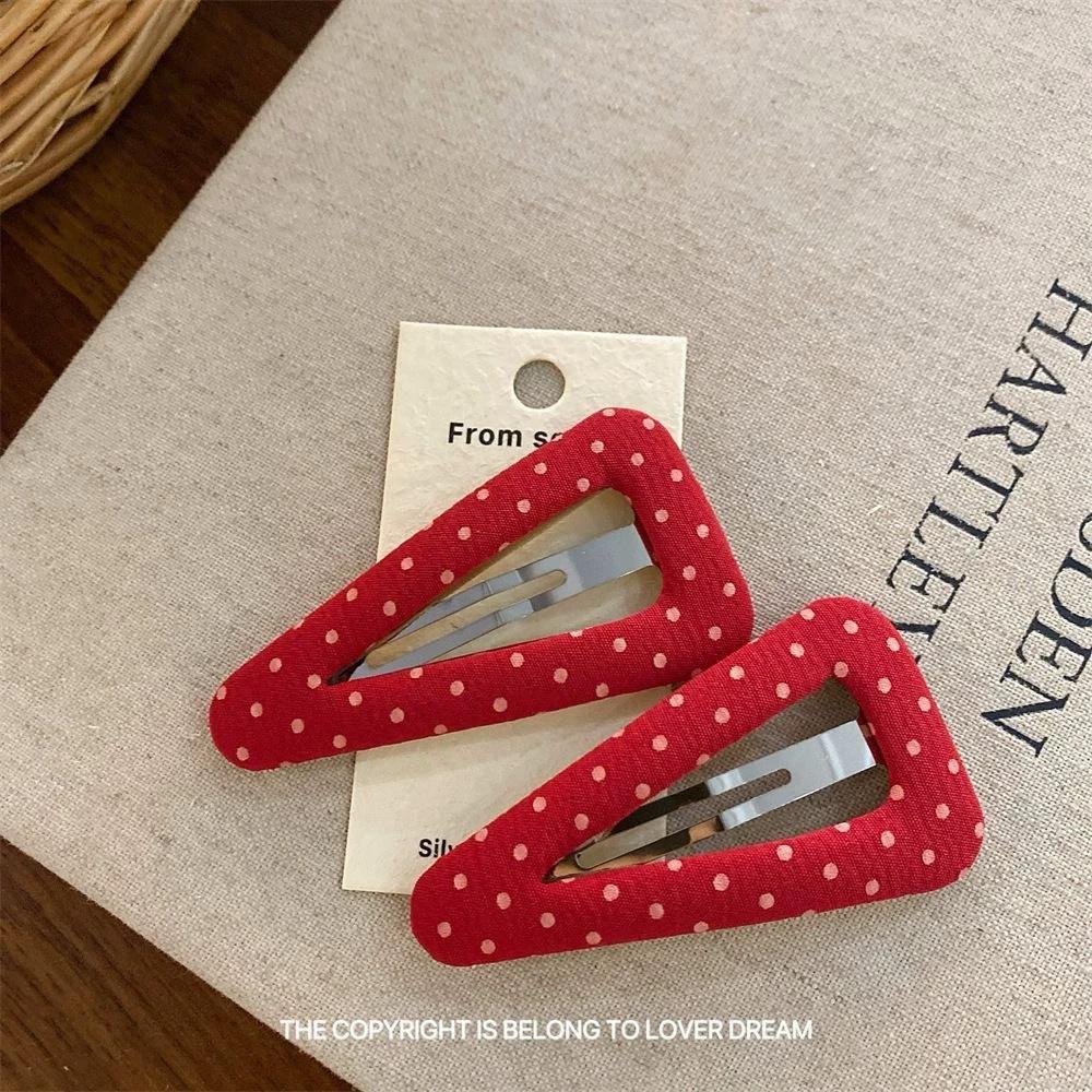 6pcs Fashion Fabric Polka Dot Triangle Hair Clip for Girls Barrettes Sweet Bangs Clips Hairpin Headwear Women Hair Accessories