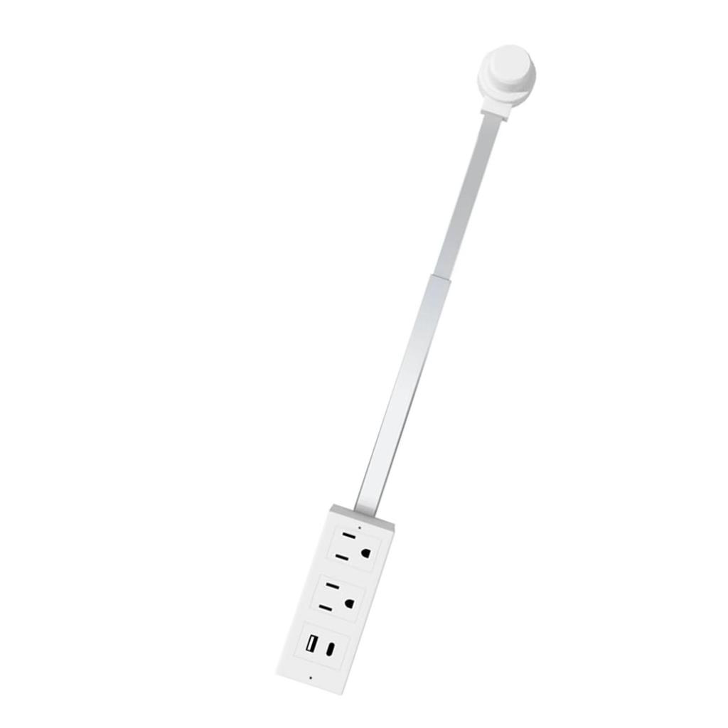 Prodlužovací zásuvka Rozbočovač s USB-A Type-C 2 AC zásuvky Otočný o 180 stupňů 22 až 34 palců