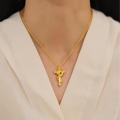 Punk Fashion Snake Body Wrap Cross Pendant Necklace Women's Personality Creative Vintage Choker Versatile Party Gift
