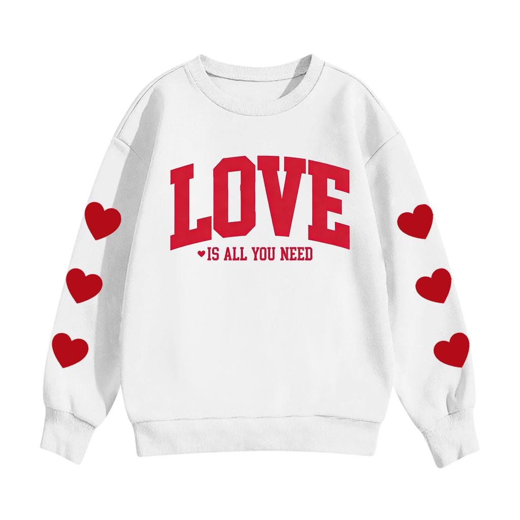 Felpa con cappuccio e stampa per bambini, girocollo casual, manica lunga