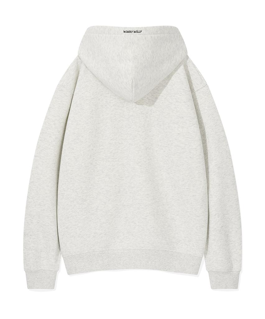 Wacky Willy Logo Wappen Fleece Zip-Up Hoodie Oatmeal