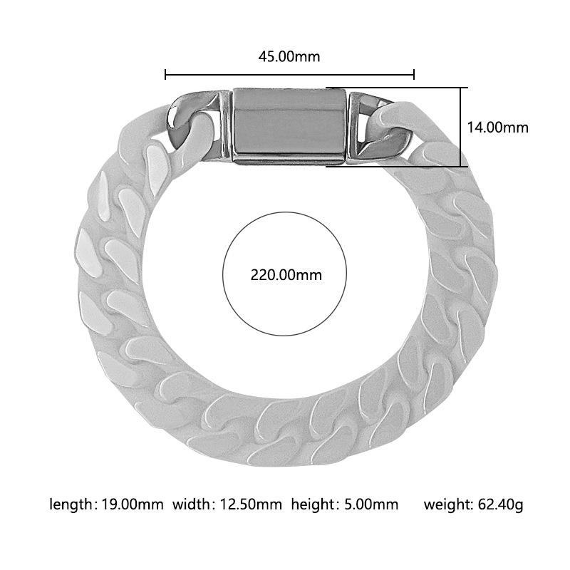European & American Hip Hop Ceramic Cuban Bracelets: Trendy Polished Encrypted Designs for Men белый